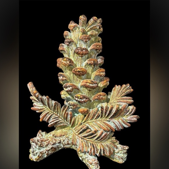 2 Large Pine Cone Branch Rustic Woodland Candle Stick Holders Table Or Mantel - Picture 2 of 6